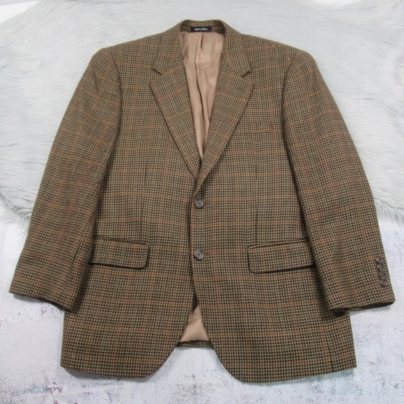 LAUREN RALPH LAUREN Lambswool Houndstooth Plaid Blazer Men Size 40S - Picture 4 of 12